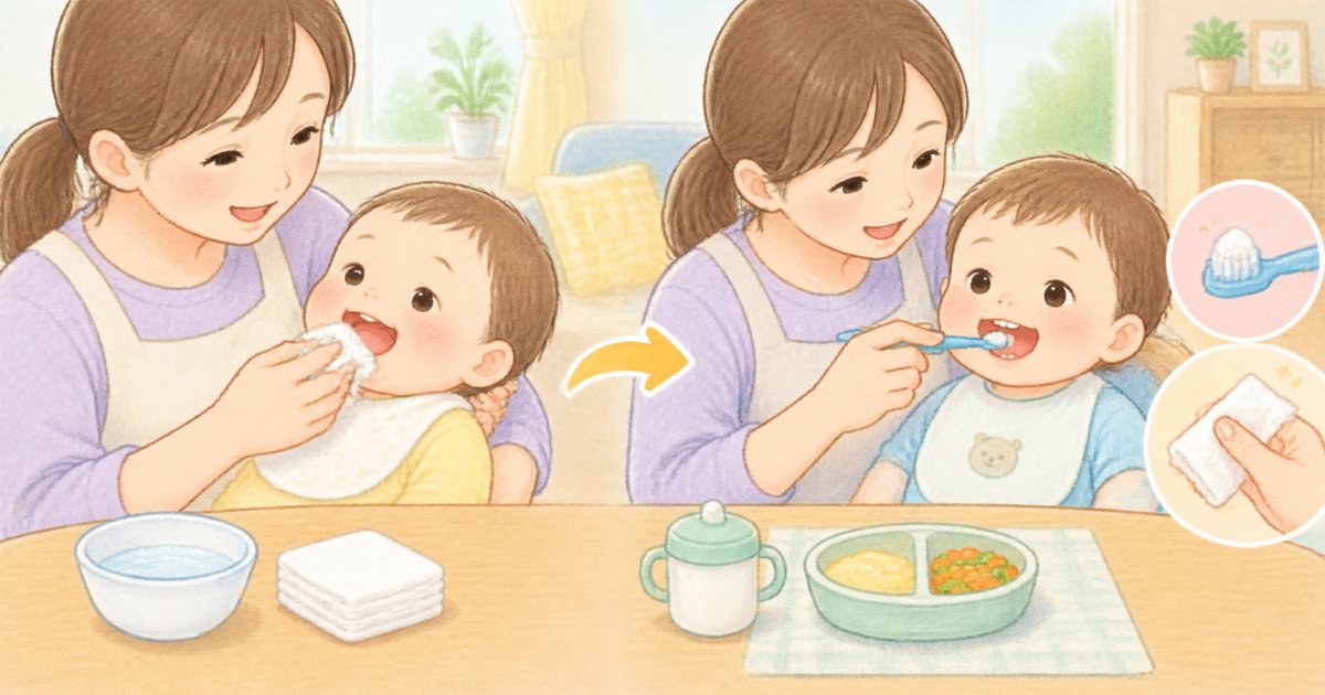 乳幼児は食べたら拭うところから！歯の生え方で変える食べたら磨くケア